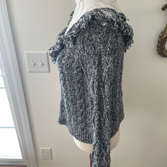 Intermix Deja Fringe Cable Knit Wool Blend Turtleneck Sweater - Picture 9 of 16